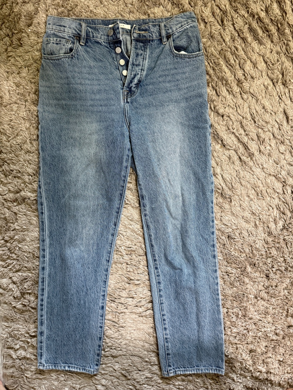 PacSun Women's Vintage Button-Fly Straight Leg Jeans in Light Blue